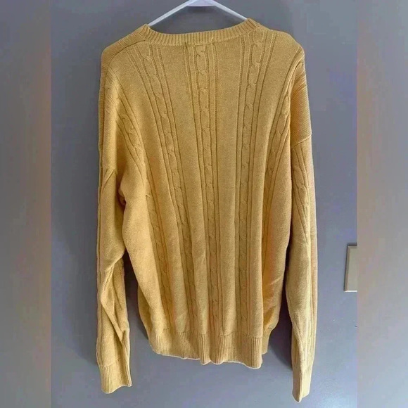 Men’s Nautica Vintage Light Yellow Knit Heavyweight Crew Neck Sweater Size Large - Picture 6 of 9